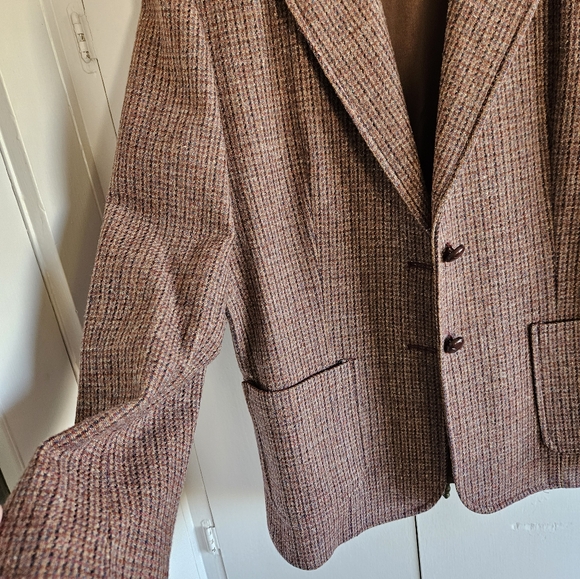 Vintage Forstmann Welsh Tweed 100% Virgin wool button down blazer Size L - Picture 2 of 16